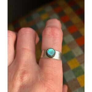 Vintage 925 Sterling Silver Abalone Ring | Handmade Boho Band | Size 6.5